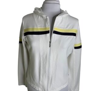 Jockey Full Zip Hooded Bicep Stripe Light Weight Sweatshirt Jacket Size XL